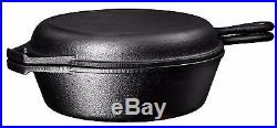 Bruntmor Cast Iron Dutch Oven Deep Fryer Skillet 3 Qrt 2 in 1 Combo Cooker New