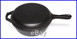 Bruntmor Cast Iron Dutch Oven Deep Fryer Skillet 3 Qrt 2 in 1 Combo Cooker New