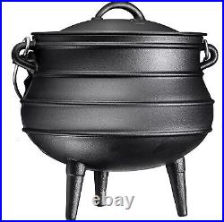 Bruntmor Cast Iron Pre-Seasoned Potjie African Pot With Lid 10 Quarts Size