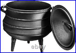 Bruntmor Cast Iron Pre-Seasoned Potjie African Pot With Lid 10 Quarts Size