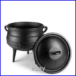 Bruntmor Cast Iron Pre-Seasoned Potjie African Pot With Lid 10 Quarts Size