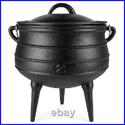 Bruntmor Cast Iron Pre-Seasoned Potjie African Pot With Lid 10 Quarts Size