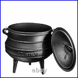 Bruntmor Pre-Seasoned Cast Iron Potjie African Pot 8-Quart Black