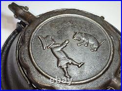 Buster Brown & Tige Antique Cast Iron Waffle Iron 1906 Advertising