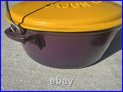 Cajun Classic Cast Iron Enamel 12qt LSU Colors Purple & Yellow Large Dutch Oven