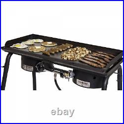 Camp Chef Deluxe Griddle Covers 2 Burners On 2 Burner Stove Cast Iron