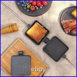 Campfire Pie Iron 4.9 Large Cast Iron Sandwich Maker for Camping 2 Pcs with