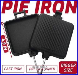 Campfire Pie Iron 4.9 Large Cast Iron Sandwich Maker for Camping 2 Pcs with Campfire Pie Iron 4.9 Large Cast Iron Sandwich Maker for Camping 2 Pcs with