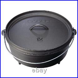 Cast Iron 12inch Seasoned Camping Dutch Oven Outdoor Cookware with Handle