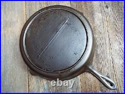 Cast Iron Antique Bottom Gated fancy handle Skillet #10 / 12, restored