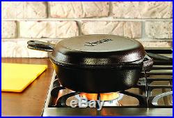 Cast Iron Cooker 3-Qt Pre-Seasoned Combo Pan Skillet Dutch Oven Cookware Lodge