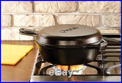 Cast Iron Cooker Pre-Seasoned Combo 3-Qt Skillet Pan Cookware Dutch Oven Lodge