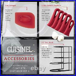 Cast Iron Cookware Set Complete Pre-Seasoned Kit 8 Skillet + 10+12 Skille