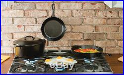 Cast Iron Cookware Set Seasoned 5 Piece Camping Cooking Pots Pans Griddle Black