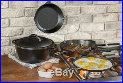 Cast Iron Cookware Set Seasoned 5 Piece Camping Cooking Pots Pans Griddle Black