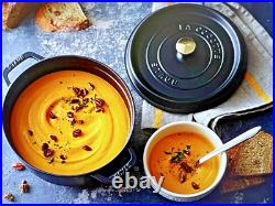 Cast Iron Dutch Oven 4-qt Round Cocotte, Made in France, Serves 3-4, Matte Black