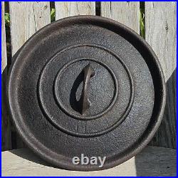 Cast Iron Dutch Oven Lid Gate Mark Size 11 Vintage Antique Double Ring Unmarked