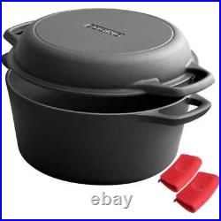 Cast Iron Dutch Oven & Skillet Set with Dual Handles, Pre-Seasoned