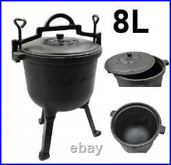 Cast Iron Dutch Oven Stew Pot Outdoor Cooking Campfire Open Fire 8L! UK