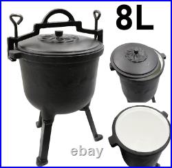 Cast Iron Enamel Dutch Oven Stew Pot Outdoor Cooking Campfire Open Fire 8L! UK