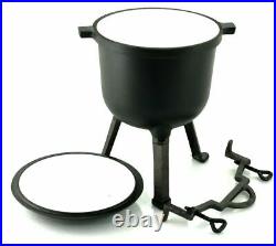 Cast Iron Enamel Dutch Oven Stew Pot Outdoor Cooking Campfire Open Fire 8L! UK