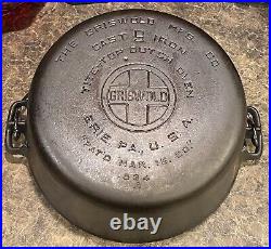 Cast Iron GRISWOLD No 9 Tite Top Dutch Oven 834 A With Lid 2552 A
