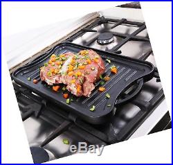 Cast Iron Grill Griddle Reversible Skillet Burner Pan BBQ Stove Top Cook Camping