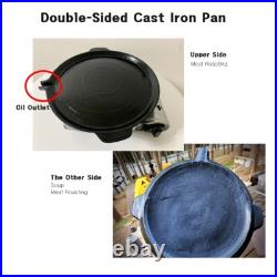 Cast Iron Grill Pan Double-sided Perilla Oil Seasoning Pan Home Garden Camping