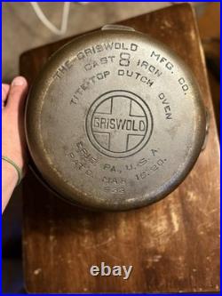 Cast Iron Griswold Dutch Oven No 8 Erie Tite-Top with Slant Lid