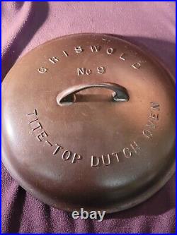 Cast Iron Griswold No 9 Tite Top Dutch Oven 834 J With Lid 2552 and Trivet CLEAN