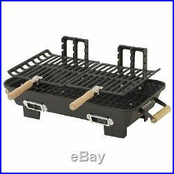 Cast Iron Hibachi Charcoal Grill Portable RV Camping Beach BBQ Cook Tailgating