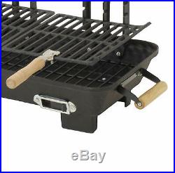 Cast Iron Hibachi Charcoal Grill Portable RV Camping Beach BBQ Cook Tailgating