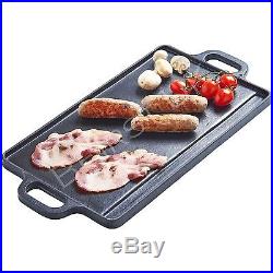 Cast Iron Non Stick Reversible Griddle Plate Fry BBQ Grill Cooking Pan Pizza Hob