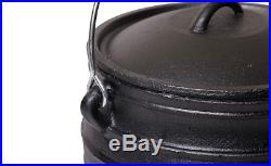 Cast Iron Potje Non-Stick Pot Cauldron Cookware with Lid & Handle 6.34 Quart
