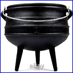 Cast Iron Potje in Wooden Box for Outdoor Fireplace Setting Pre Seasoned Non &