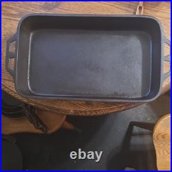 Cast Iron Rectangular Baking Pan with Dual Handles Heavy Duty Cookware Kitchen