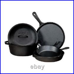 Cast Iron Seasoned 5-Piece Set with Skillet, Griddle & Dutch Oven Cookware Sets