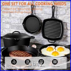Cast Iron Set 6 Piece, PFAS-Free, Pre-Seasoned Pots and Pans Set