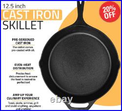 Cast Iron Skillet 12.5 Inches Pre-Seasoned Wholesale Lot of 4 Utopia Kitchen
