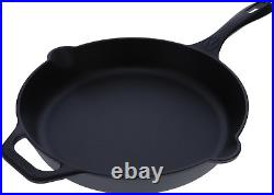 Cast Iron Skillet Large Frying Pan with Helper Handle Seasoned with 100% Kosher