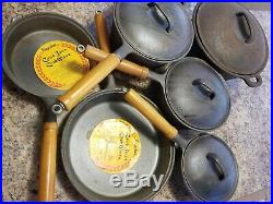 Cast Iron Skillet Pans Set withlids Dutch oven Vintage Finger Hunt Cookware Set