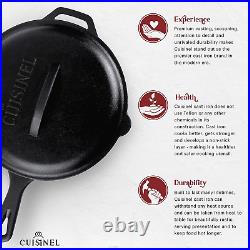 Cast Iron Skillet Set with Lids 8+10+12-Inch Pre-Seasoned Covered Frying Pa