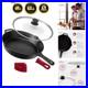Cast Iron Skillet with Lid 12-Inch Frying Pan + Glass Cover + Silicone Han