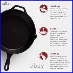 Cast Iron Skillet with Lid 12-Inch Frying Pan + Glass Cover + Silicone Han