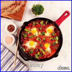 Cast Iron Skillet with Lid 12-Inch Frying Pan + Glass Cover + Silicone Han