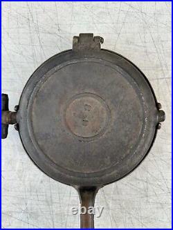 Cast Iron Waffle Maker, Circa 1800s, Flip Flop Style, Size 8/9, Low Base, 2-pc