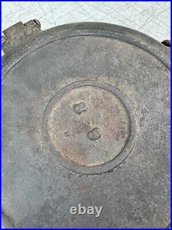 Cast Iron Waffle Maker, Circa 1800s, Flip Flop Style, Size 8/9, Low Base, 2-pc