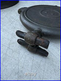 Cast Iron Waffle Maker, Circa 1800s, Flip Flop Style, Size 8/9, Low Base, 2-pc