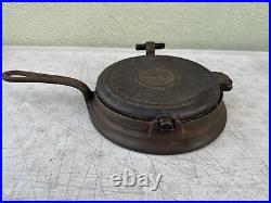 Cast Iron Waffle Maker, Circa 1800s, Flip Flop Style, Size 8/9, Low Base, 2-pc