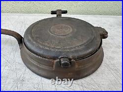 Cast Iron Waffle Maker, Circa 1800s, Flip Flop Style, Size 8/9, Low Base, 2-pc